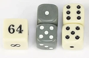 BACKGAMMON DICE SET IVORY AND GREY 5/8" SQ. WITH DOUBLING CUBE 3/4" - Picture 1 of 1