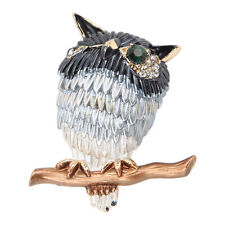 Brooch Pin Cute Owl Animal Shape Rhinestone Embellished Clothing Pin Spares Emb