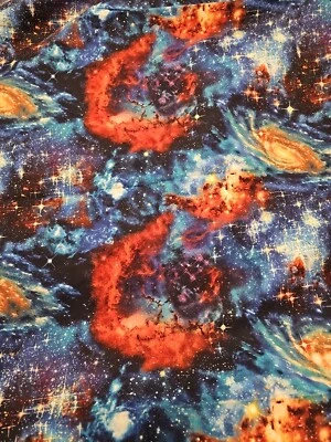 Celestial Galaxy Space 2.5 Yards 100% Cotton Jo Ann Fabric Blue Red Metallic - Image 1 of 4