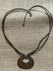 Silpada bronzite, leather and sterling silver necklace N2014 - Picture 1 of 8