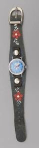 Vintage Snoopy Uhr 70er funktionstüchtig blaues Ziffernblatt lackiert blau Wildlederband Peanuts Wind - Bild 1 von 6