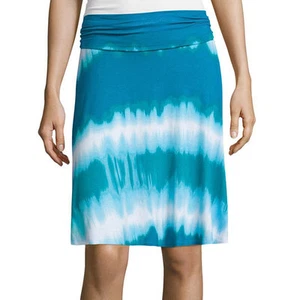 a.n.a Folded Waistband Knit Skirt Size L, XL New Turquoise Surf Tiedye - Picture 1 of 1