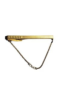 Vintage Gold Tone HICKOK USA Tie Clip with Chain - Picture 1 of 3