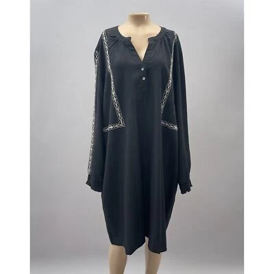 Vestido Granate Hill Mujer 18 Negro Geo Bordado Cambio Boho Falta Cinturón NUEVO Foto 1 de 4