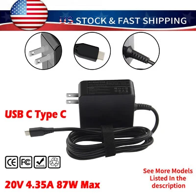 Cargador adaptador de CA tipo C USB C 87W/90W para Dell Thunderbolt 3 LA90PM170 0TDK33* Foto 1 de 4