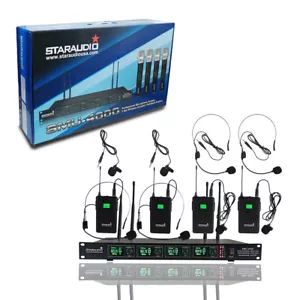 Cuffie 4 canali UHF Lavalier sistema microfono wireless quad KTV bodypack microfono - Foto 1 di 12