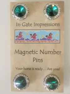 Emerald Magnetic number pins horse show number magnet holders Rivoli Crystals - Picture 1 of 1