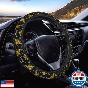 Buyidec Honey Bees Steering Wheel Covers Anti Slip Elasticity Car Accessories - Picture 1 of 5