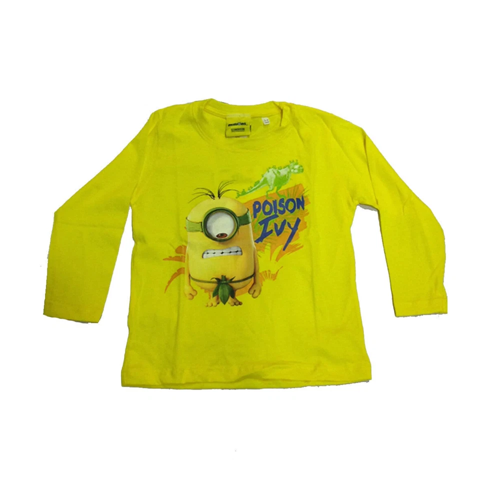 MINIONS maglia maniche lunghe gialla stampata in 100% cotone varie taglie bambin - Immagine 1 di 1