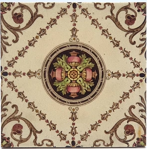 Victorian Fireplace Tile Print & Tint Floral Design by Derby Tile Co C1880 - Picture 1 of 3