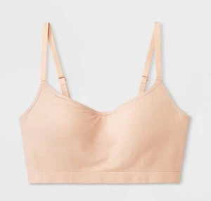 Maidenform Girl’s Bra XL Buff Beige Seamless Bralette Longline Molded Contour - Picture 1 of 11
