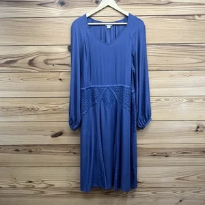 Abito Coldwater Creek Petite Large Blu Midi Rayon Boho Femminile Tasche B124 - Foto 1 di 16
