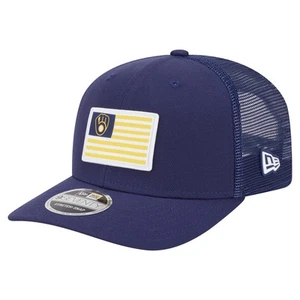 Men's New Era Navy Milwaukee Brewers Flag 9SEVENTY Stretch-Snap Hat - Picture 1 of 5