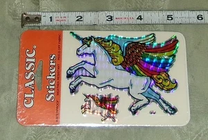 Vintage 80's BJ Decal Specialties Prism Winged Unicorn Pegasus Stickers MIP - Picture 1 of 2