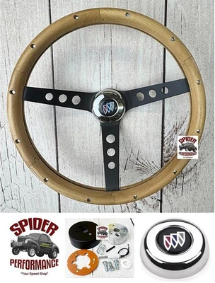 Volante de madera Buick 1964-1966 13 1/2" radios negro nogal Foto 1 de 4