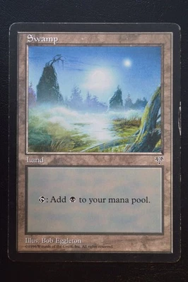 Magic The Gathering MTG SWAMP (FOGGY NIGHT) Mirage MP Moderately Played - Image 1 of 2