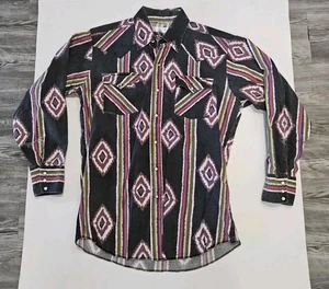 Ranch & Town Vintage Western Pearl Snap Shirt Aztec Geometric Cowboy Rodeo 16x34 - Picture 1 of 5
