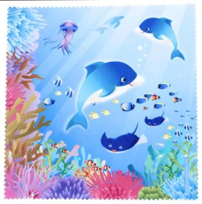 Polyclean Microfasertuch mit Motiv LITTLE FRIENDS OZEAN | Brillenputztuch | NEU