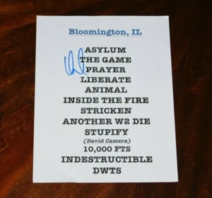 DISTURBED SINGER DAVID DRAIMAN SIGNED SETLIST MUSIC AS A WEAPON!!! - Foto 1 di 1