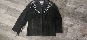 Vintage Cripple Creek Leather Coat With Frindge Size X Large - Picture 1 of 2