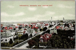 Postcard Brandon Manitoba 1910s Birds Eye Residential View Looking East - Picture 1 of 2