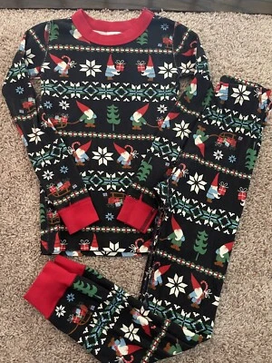 Пижамный набор Hanna Andersson темно-синий красный гномы органический хлопок размер 120 6-7 США - Изображение 1 из 3