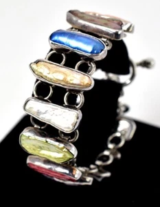 Colorful Pearl Bracelet in Sterling Silver - Picture 1 of 3