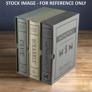 Scrabble Monopoly Clue Vintage Bookshelf Board Game Collection Open Box Used - Picture 1 of 9