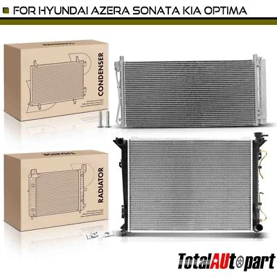 2PCS Radiator & AC Condenser Kit for Hyundai Sonata 2006-2010 Azera Kia Optima - Image 1 of 4
