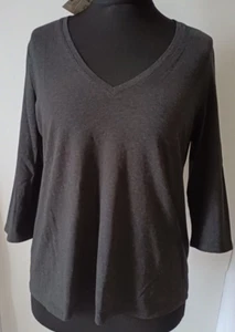 BNWT SIZE 12 Black Alighting 3/4 Sleeve V-Neck Jersey Top Onyx - Picture 1 of 3