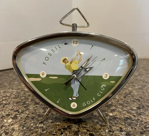 Fossil Men’s Golf Club Alarm Clock 1950’s TV Inspired Retro Look Battery Powered Cover