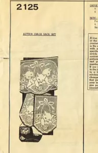 Kitten Chair Back Set Filet Crochet Pattern Kitty Cat Cats Anne Cabot Mail Order - Picture 1 of 2