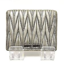 Auth miumiu Matelasse 5MV204 Silver Leather - Bifold Wallet