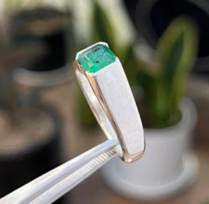 Natural Emerald Stone Ring Unheated Untreated Emerald Cut Stone Swat Emerald - Imagen 1 de 4