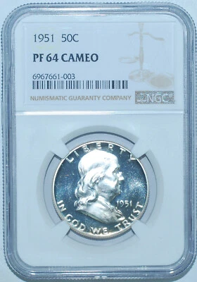 1951 NGC PR64CAM Cameo Proof Strike Franklin Half Dollar - Image 1 of 2