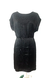 Vestido Marks & Spencer Autógrafo Negro Cambio Cinturón Cuentas Yugo Talla US 12 UK 14 - Imagen 1 de 5