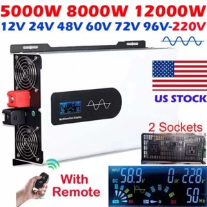 5000W 8000W 12000W Pure Sine Wave Power Inverter 12V 24V 48V 60V 72V 96V to 220V - Picture 1 of 29
