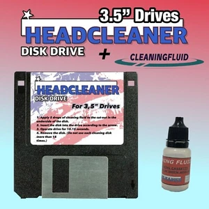 Disk Drive Head Cleaner Floppy DRIVE 3.5” APPLE AMIGA IBM + Cleaning Fluid 10ML - Zdjęcie 1 z 3