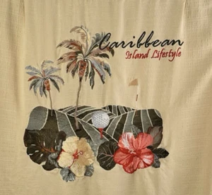 Vintage Golf Shirt Caribbean Island Lifestyle Men Medium Silk Embroidered Golf - Picture 1 of 5