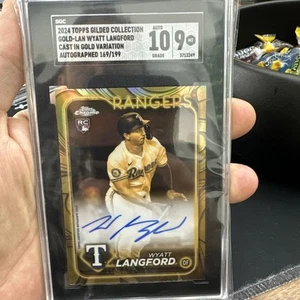 2024 Topps Chrome Gilded Cast In Gold Auto Wyatt Langford /199 #LAN SGC 9/10 - Picture 1 of 3