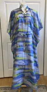Vintage Cultural Fashions by Elaine Hawaii Muu Muu Kleid Palmen Blau One Size - Bild 1 von 8