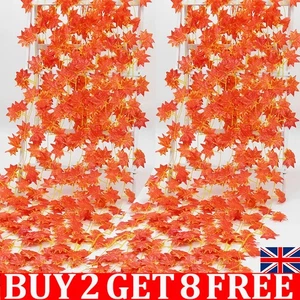 Artificial Autumn Fall Maple Leaves Garland Hanging Plant Home Party Xmas Decor - Picture 1 of 16