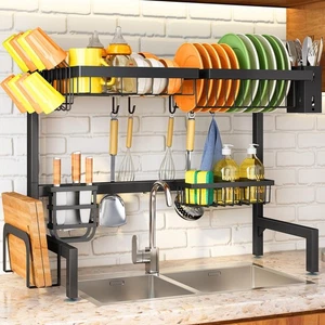Estante de secado de platos sobre el fregadero - Estante de platos ajustable para mostrador de cocina, yo... - Imagen 1 de 9