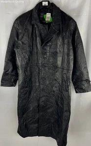 Giovanni Navarre Men's Black/Patchwork Leather Trench Coat Size L NWT MSRP $249 - Picture 1 of 8