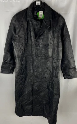 Giovanni Navarre мужской черный/лоскутное одеяло кожаный плащ размер L новый с Ярлыками Рекомендуемая розничная цена производителя $249 - Изображение 1 из 4