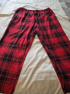Mens Sz Xxl 2x Stafford Fleece Lounge Pants Pajama Bottoms Red Plaid Euc - Image 1 of 4