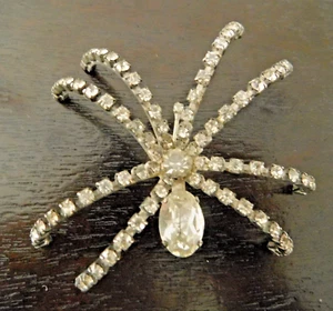 VINTAGE KLARE STRASS SPINNE BROSCHE RIESIG 3 1/4" DREIDIMENSIONAL - Bild 1 von 12