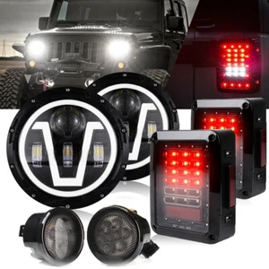 Faros LED Halo de 7" señales de giro luces traseras para Jeep Wrangler JK 07-18 combo - Imagen 1 de 12