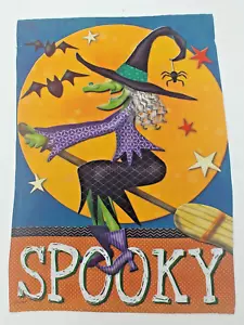 HALLOWEEN GARDEN FLAG 12.5"x 18" Spooky Witch - Picture 1 of 2