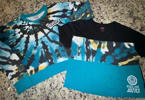Girls Size Small 7/8 Two Piece Shirt & Sweater Set by Justice ~ Black, Teal - Picture 1 of 1